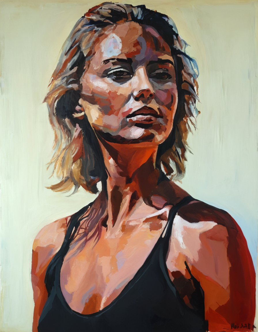 upper body portrait a woman ,wojtek babski,acrylic painting