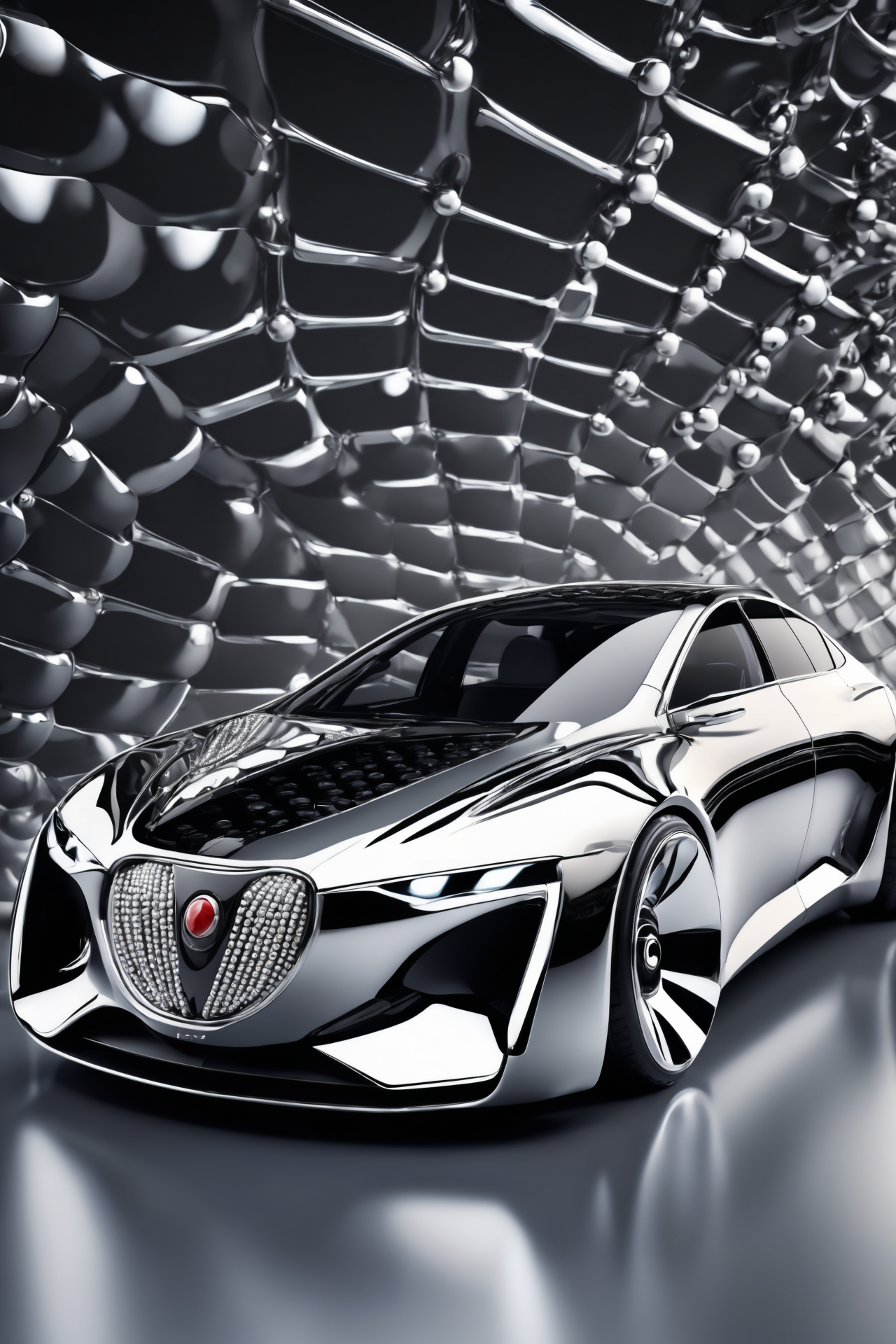 score_9, score_8_up, score_7_up, futuristic luxury sedan made from chrome-steel ball bearings, valley, detailed background, <lora:Balls_of_Chrome_Steel:0.2>, <lora:add-detail-xl:1>
