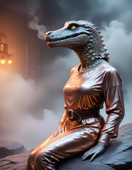 cinematic film still solo, copper fusion of hantu india,hantu ulatulat bulu,alligator,caecilian, copper fur statue, artist:Ema_TÅyama, safe, sfw, shiny skin, parted lips, wearing copper tunic with belt, Sitting with legs outstretched and leaning back on hands, Quilting, in copper Cloud city with flying creatures and floating islands., Extreme Close-Up, Strobe light combined with fog or smoke for added drama (Strobe with Fog)., 
masterpiece, best quality, amazing quality, very aesthetic, absurdres, highres, high detail, 
, , , , <lora:MadeOfCopper01_CE_SDXL:1.2>,<lora:CivChan:1>,<lora:hand 5.5:1>,<lora:Dynamic Poses:1> . shallow depth of field, vignette, highly detailed, high budget, bokeh, cinemascope, moody, epic, gorgeous, film grain, grainy
