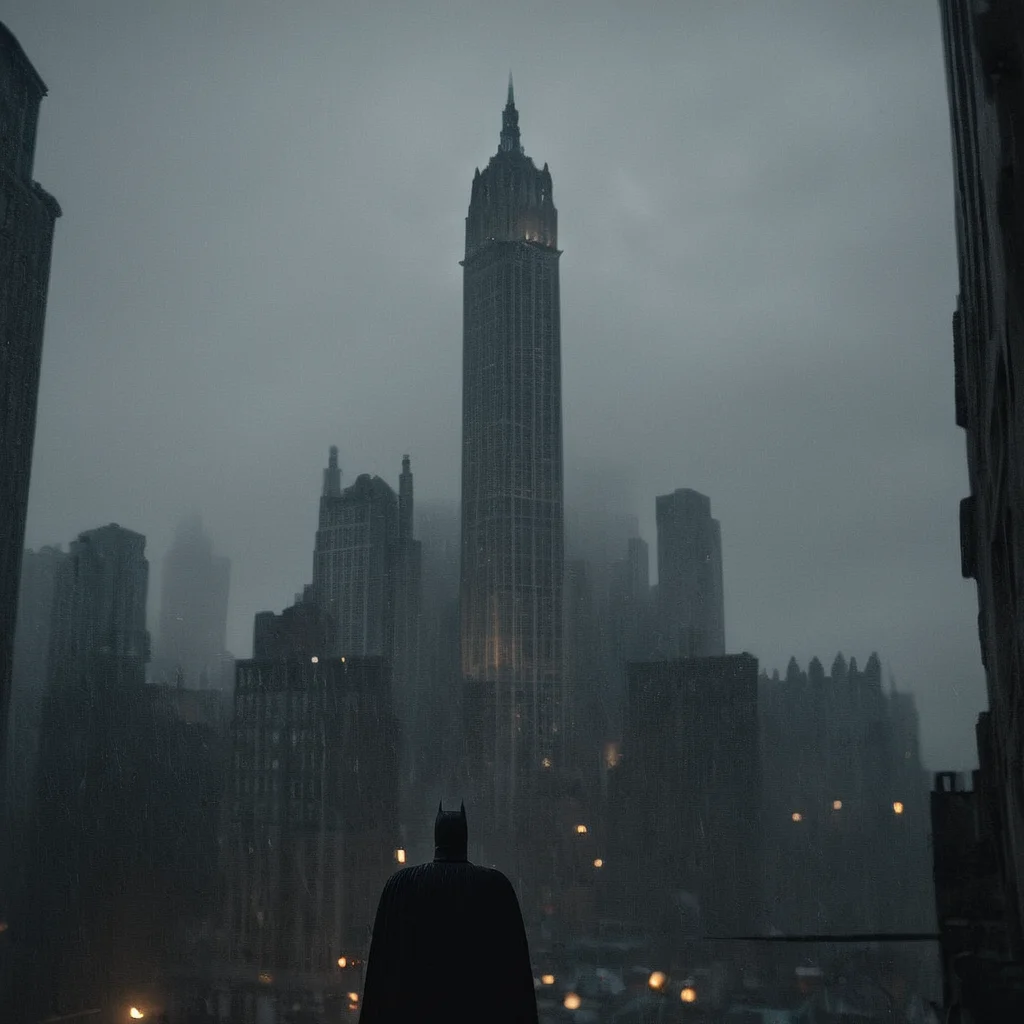 cinematic film still of <lora:perfection style:0.6>
<lora:gotham city style v2:0.8>
<lora:Chiaroscuro Lighting Style:0.6>
Gotham City a city with a wayne tower in the middle of it Gotham City Style,outdoors,sky,no humans,night,building,star (sky),night sky,scenery,starry sky,city,cityscape,dark,tower,city lights , detailed, real, different, unique, cinematic, dramatic, concept art, filmic, detailed background, detailed settings, artstation, gothic New York, gotham city style, shallow depth of field, vignette, highly detailed, high budget, bokeh, cinemascope, moody, epic, gorgeous, film grain, grainy