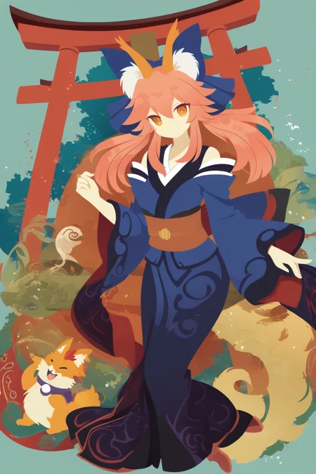 sambanekostyle, masterpiece, best quality, very aesthetic, absurdres, simple background,
tamamo \(fate\), tamamo_no_mae, 24 years old, mature female, kyuubi, torii
<lora:SambaNekoStyle_animagineV31_v110:1>