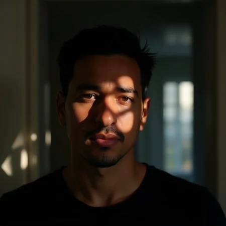 <lora:casting shadows style v1:1>
a man staring at viewers in a room with circular shadow dotes on face, casting shadows style