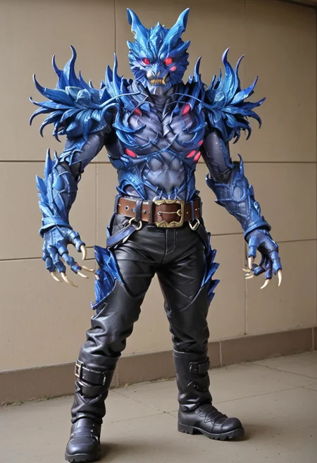 demonrace, claws, no humans, belt, boots, glowing eyes
