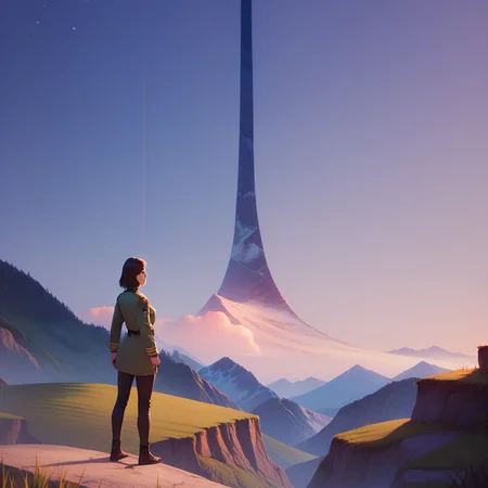 score_9, score_8_up, score_7_up, score_6_up, 1 girl , Miranda Keyes, <lora:Miranda Keyes-000035:1>military uniform <lora:haloring-halo-richy-v1_pdxl:.6> hlrng, horizon, starry sky, || mountainous horizon, scenery