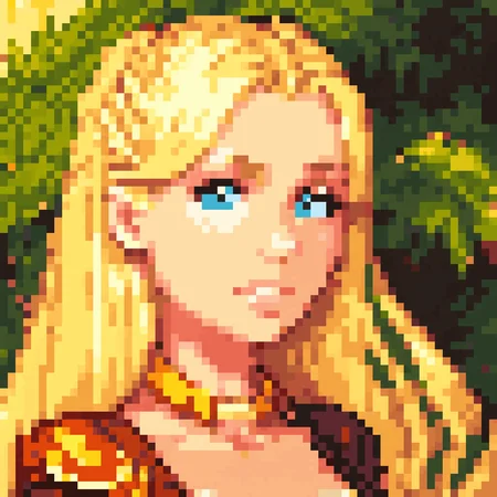 Beautiful blonde girl, stunning, pixel art, PixArFK, <lora:PixelArtRedmond-Lite64:1>