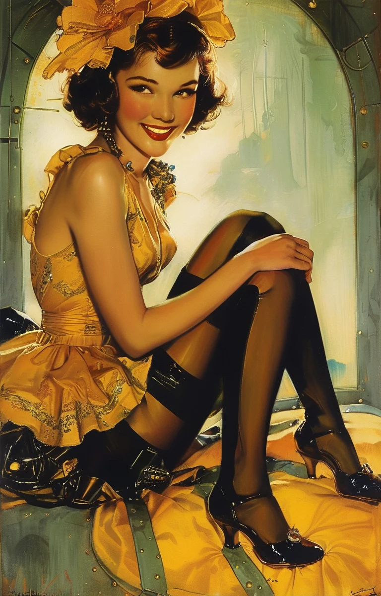 masterpiece,best quality,<lora:tbh216-sdxl:0.9>,illustration,style of Rolf Armstrong, portrait of Housework robots