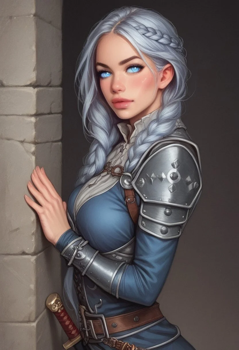 (((side view, dynamic angle))),
comic style, looking at viewer, highly detailed, source_comic_illustration, from front, 1girl, illustration, comic style, looking at viewer, highly detailed, source_comic_illustrationskinny, looking at viewer, 1girl, masterpiece, best quality, cowboy shot, girl, realistic drawing, anime, by Sam Yang, sharp highly detailed 2d illustration, comic art, (hyperrealism, soft light, sharp),
BREAK
bestifacator, weapon, sword, holding weapon, holding, black glowing eyes, dynamic pose
((((full-clothed)))), ((long big sword in hands, sword in hands))
BREAK
score_9, score_8_up, score_7_up, score_6_up, source_cartoon, rating_explicit, Expressiveh, (((((upper body, medieval castle background))))), dynamic pose