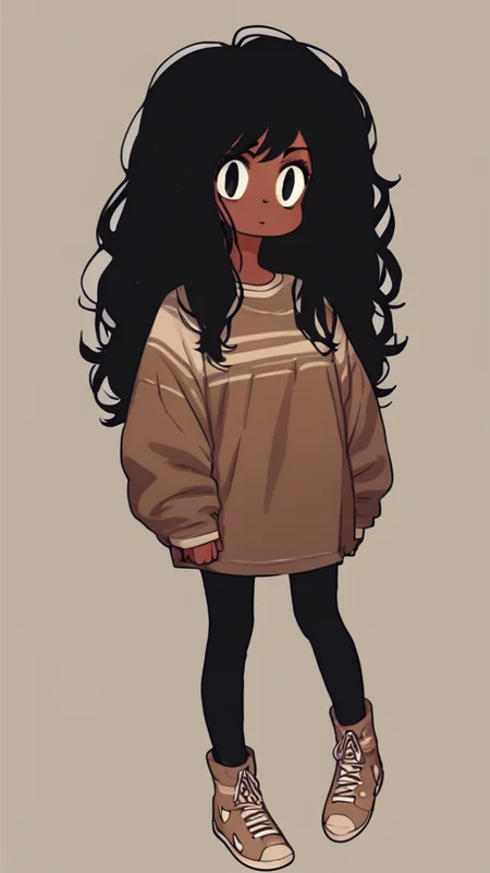 score_9, score_8_up, score_7_up, 1girl, solo, black hair, dark skin, dark-skinned female, long hair, black eyes, full body, looking at viewer, <lora:Hazel:1>