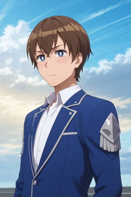 score_9, score_8_up, score_7_up, , rating_safe, , semi-realistic, , depth of field, 1boy, solo, male focus, <lora:masato_oosuki_pony:0.78>, masato_oosuki, brown hair, blue eyes, short hair, bangs, hair between eyes, bright pupils, white pupils, from afar, full body, heaven, clouds, dawn, arms at sides, shy, blush, , <lora:sdxl_lightning_8step_lora:1>