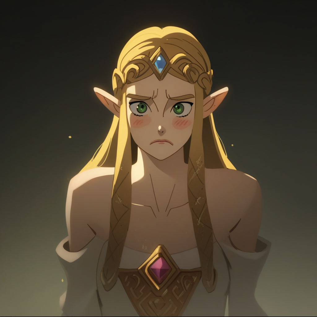 score_9, score_8_up, score_7_up,score_6_up, TW1L1GHT0FTH3G0D5, source_hentai, source_anime, masterpiece, 2D, Princess Zelda, lips, shiny_skin, sexy, modeling, posing, rating_explicit, blonde hair, green eyes, embarrassed, wince, blush, blonde pubic hair, uncensored, pussy, pussy juice, source_anime,