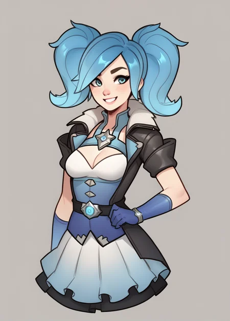score_9, score_8_up, score_7_up, score_6_up, score_5_up, source_anime,
BREAK
1 girl, solo, Evie_Paladins, evie outfit, portrait, smile, gray background
BREAK
, <lora:EviePaladins:0.8>