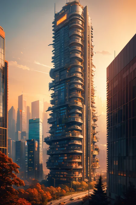 (Realistic:1.5) tower, horizon, backpack, goggles, jacket, cityscape, neon trim, building, moss, tree, window, looking at viewer, simple background, road sign, outdoors, cityscape, 6+others, eldritch abomination, sharp teeth, orange sky, <lora:EdobSyFyHorrorFairyTale_v1.0:0.8>