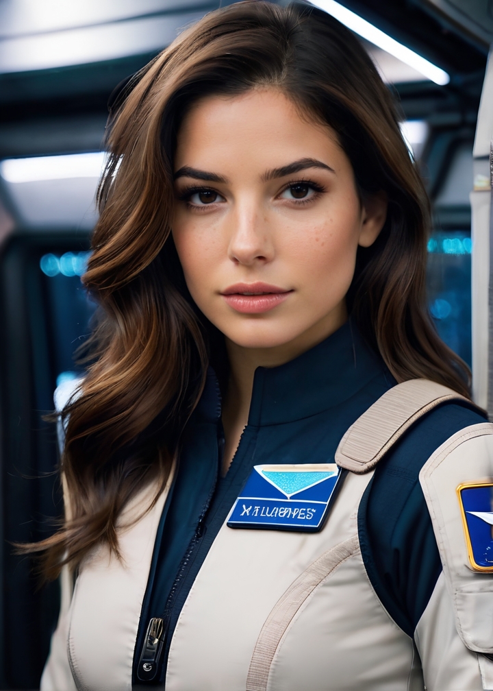Photo of Estella Beatriz, posing in officers quarters on an industrial spaceship, space captain uniform, <lora:PerfectEyesXL:0.4>, (detailed beautiful face, detailed, ultra-detailed body:1.1),best quality,photo-realistic,highly detailed,absurdres,cinematic lighting,hyper-realistic,sharp focus,32k resolution,detailxl,SimplePositiveXLv2,
