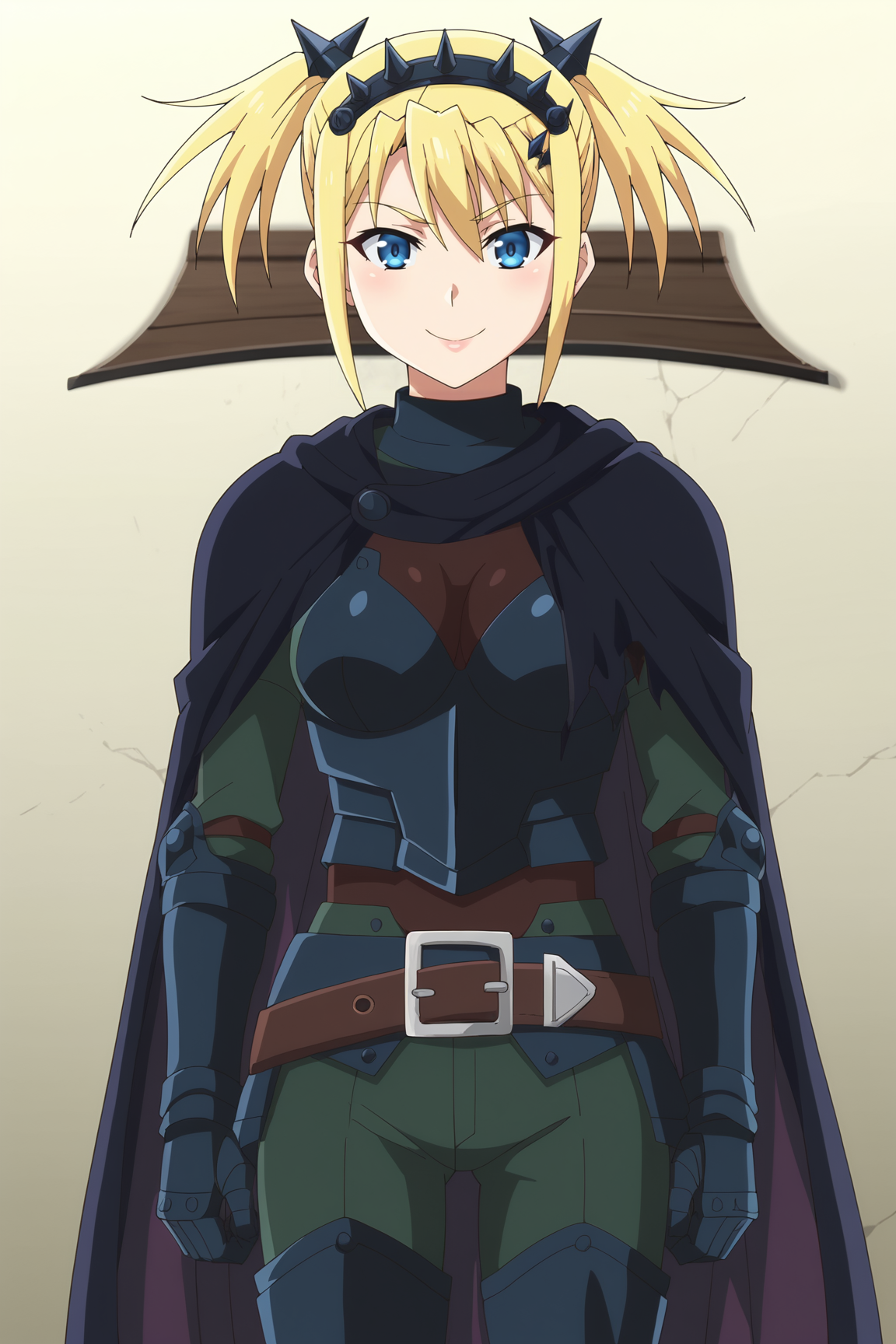 score_9, score_8_up, score_7_up, source anime, prefect lighting, very aesthetic, BREAK, anime coloring, anime screencap,
<lora:lucy_grill_v1-pdv6:0.9>, 1girl, lucy grill, peter grill to kenja no jikan, blue eyes, blonde hair, twintails, hair ornament, hairband, 
lucyout, armor, cape, belt,  sword, 
BREAK, looking at viewer, smile, 
BREAK,