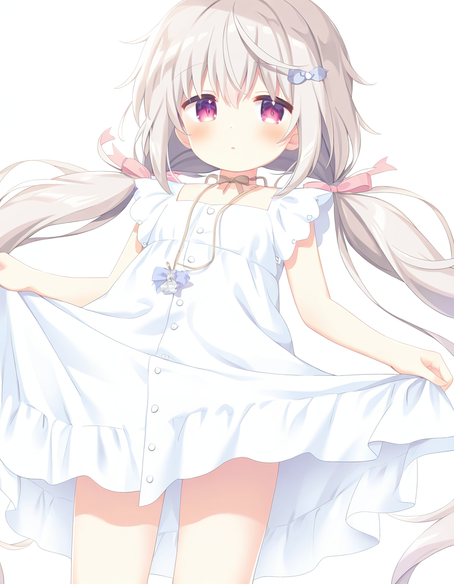 shiroka,1girl,solo,looking at viewer,white background,simple background,cowboy shot,standing,dress,<lora:shiroka-000012:1>,, masterpiece, best quality, very aesthetic, absurdres,newest, incredibly absurdres,