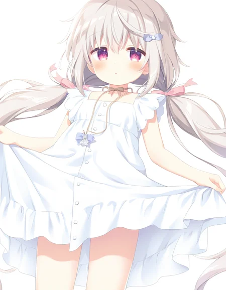 shiroka,1girl,solo,looking at viewer,white background,simple background,cowboy shot,standing,dress,<lora:shiroka-000012:1>,, masterpiece, best quality, very aesthetic, absurdres,newest, incredibly absurdres,
