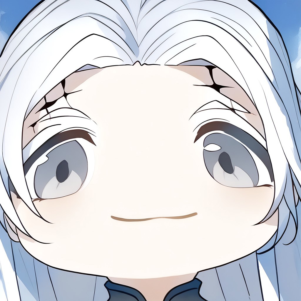 score_9, score_8_up, mutsukiface, chibi, portrait, smile, closed mouth, close-up, ((watercolor painting)),mutsukiface, chibi, portrait, smile, closed mouth, close-up, Calcharo, wuthering waves, white hair, long white hair, face tattoo, bodysuit, grey eyes, black clothes