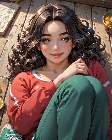 PonyScores7, source_anime, ah1, <lora:natsumi_style:0.5>, <lora:by_usakun-pony:0.4> by usakun, <lora:Akina_Bbw_Style_-_PonyXL:0.2> AkinBw
BREAK 1girl, (curly hair), long hair, (black hair:1.3), mature female, (parted hair:1.7), (round face:1.2), (thick eyebrows), (curvy), round-chin, (greenish hazel eyes), caucasian, (downturned eyes:1.2), (plump face), messy hair, <lora:Round_face:0.1>, <lora:ETO_OCPonyXL:0.5> eto_oc, skindentation, (plump), thick thighs, wide hips, busty, voluptuous, kinky curls, lips, <lora:venus body PonyXL:0.4>, (devious smile, narrowed eyes, looking down), (lying on the side with one leg straight and the other bent, head resting on the hand, looking relaxed), (in medieval-town , at night), looking at viewer, (mardi gras color-block windbreaker, track pants with snaps, athletic sneakers, visor)
BREAK <lora:xl_more_art-full_v1:0.2>, <lora:shinyskin2:0.2> glistening skin, <lora:aesthetic_anime_v1s:0.2>, <lora:Expressive_H:0.2> Expressiveh, <lora:hairdetailpxl:0.2> hairdetailpxl, <lora:EpicF4nta5yXL:0.2>, <lora:detailxl:0.2> detailxl, <lora:Fant5yP0ny:0.2>, best quality, amazing quality, best aesthetic, absurdres, <lora:expressive eyes:0.2> expressive eyes, <lora:eyedetailpxl:0.2> eyedetailpxl, illustration, Volumetric_Lighting, ultra-detailed, very aesthetic, intricate details, 8k, masterpiece, best_quality
BREAK (High Angle (from behind) view Close shot)
BREAK <lora:Eyes_High_Definition:0.3> EyesHD, Stable_Yogis_PDXL_Positives, AS-Adult, <lora:Complicated fantasy portrait - XL Pony V2.0:0.4>, bad-hands-5