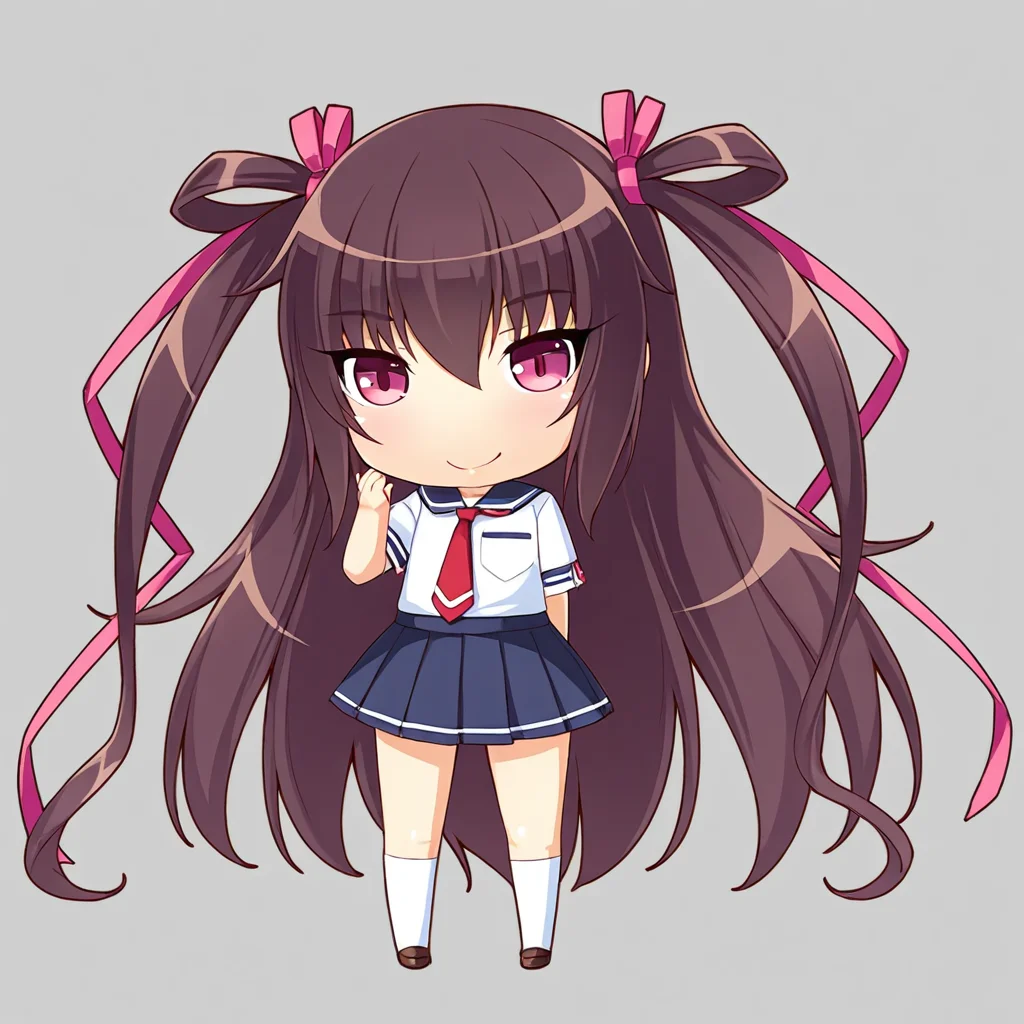 nkpr, 1girl, taimanin yukikaze, school uniform, smile, standing, full body,