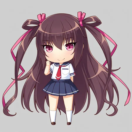 nkpr, 1girl, taimanin yukikaze, school uniform, smile, standing, full body,