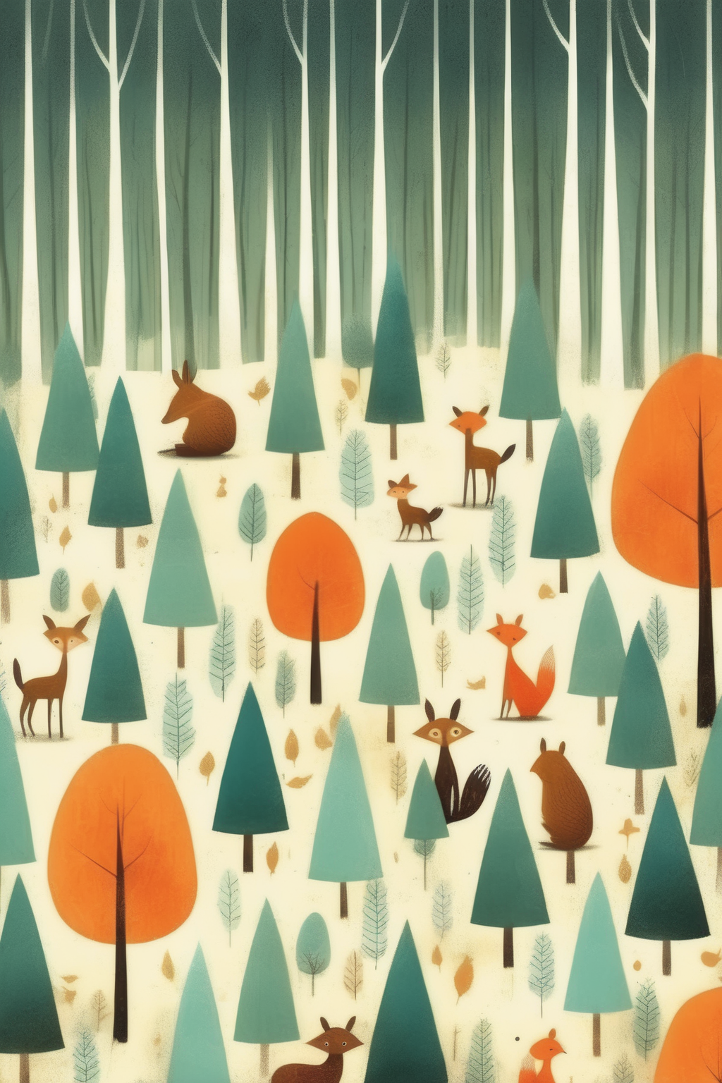 <lora:Tracie Grimwood Style:1>Tracie Grimwood Style - minimalist forest background. children book illustration