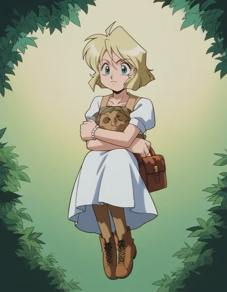 zPDXL, score_9, score_8_up, score_7_up, source_anime, 1girl, solo,
<lora:Gunsmith_ver3:1> gnsmth, minniemay, blonde hair, green eyes, short hair , giggling, watson cross, elf wearing a gold gossamer elven gown  , silk elven stockings with intricate lace trim, velvet ankle boots with leaf patterns, vine-wrapped bracelet,pearl anklet, silver eyeliner, carrying a glowing firefly lantern,