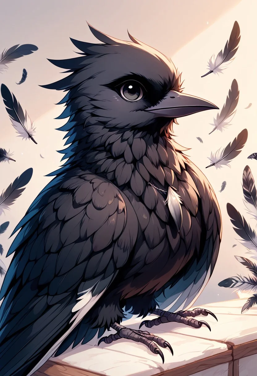 score_9, score_8_up, solo,
megafeatherypony, feathers, feathery, crow,