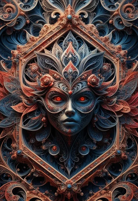 photo of a paisley pattern, boteh, paisley, navy blue, madder red, almond, entwined paislies, official art, aesthetic, dynamic angle, hyper detailed, order and chaos, dark colors, (extremely detailed, intricate details, masterpiece, best quality, 8k wallpaper:1.4), dramatic lighting, (dark blue and madder red palette:1.2), twisting paisley