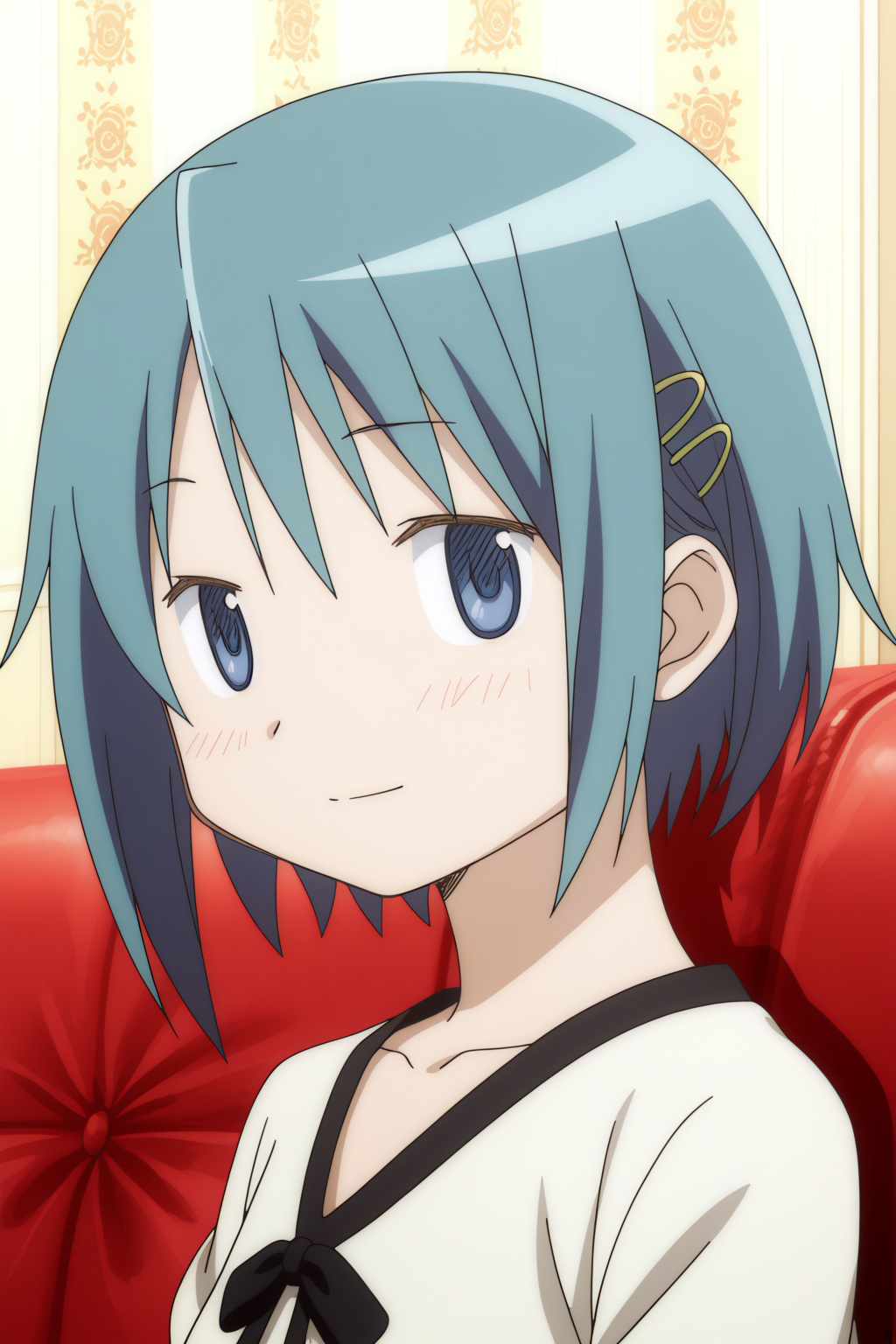 Sayaka Miki, light smile <lora:Madoka-Sayaka_Miki-illustrious:0.8>