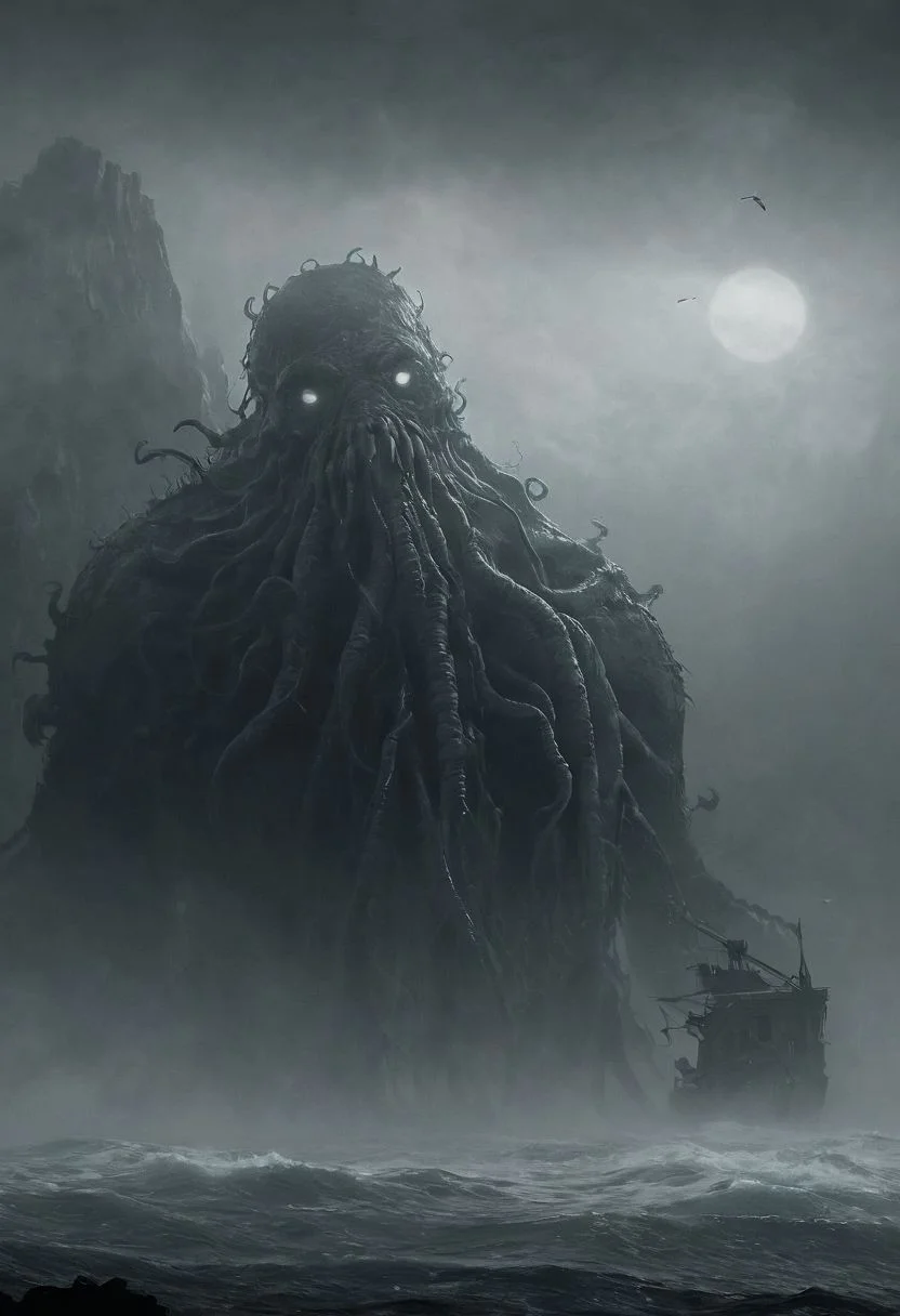 score_9, score_8_up, score_7_up, BREAK
grimdark setting, ocean, cliffside, monstrous lovecraftian horror in the water, rising from the fog, realistic, best quality, horror, ral-chrosc-bw, Style-Volumetric, CS-RBW, VtmArt