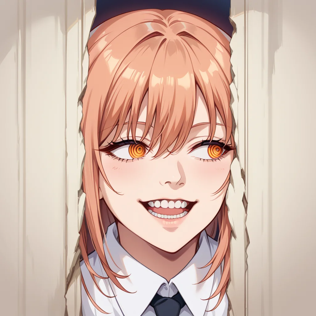 score_9, score_8_up, score_7_up, best quality, masterpiece, source_anime, zPDXL2, BREAK  , theshining, open mouth, smile, teeth, looking away, nayuta_\(chainsaw_man\) <lora:The_shining_meme:1.3>