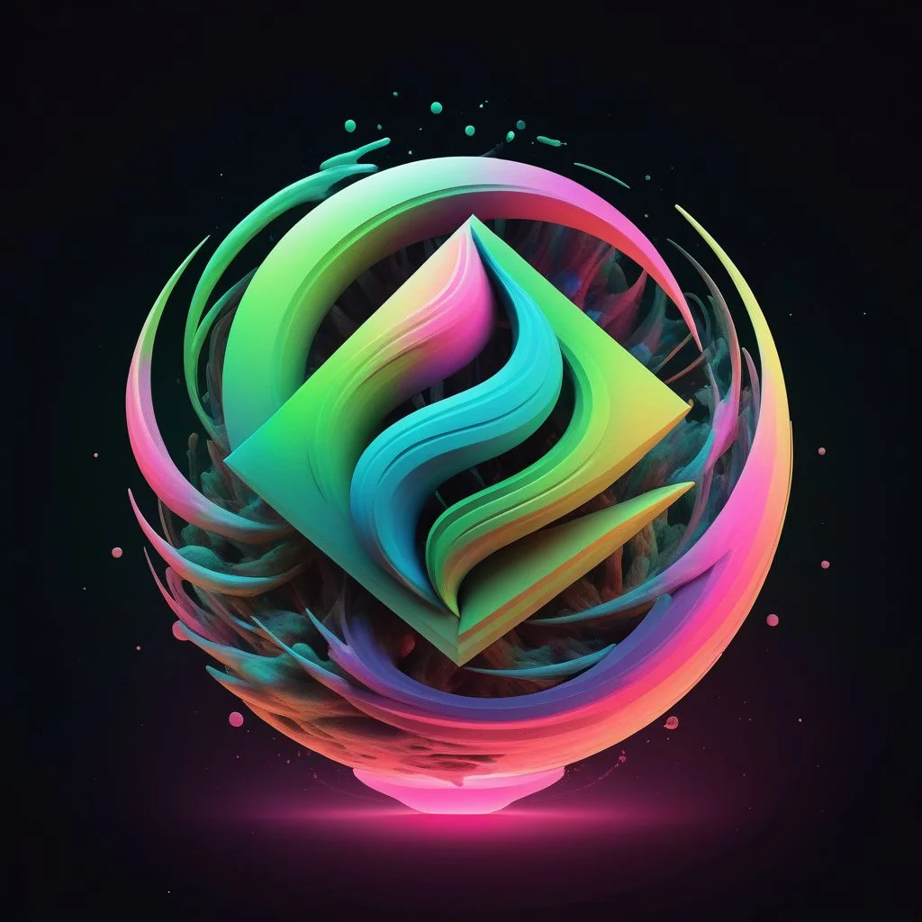 artlg, logo of a colorful illustration, 4k, uhd masterpiece, Artpprct, in the style of monotyping, modern and minimal, mossbeast, spellcaster, druid, spirit wind air elemental Motion photography, hyperrealism, Minimal, modern, logo, vantablack, pearl, neon pink, neon green, ink, charcoal, watercolor, geometric abstract, illusionism, futurism, artistic, spiritual, irridescent, harmonious, masTerpiece, transcendent, CELL SHADED, UNREAL ENGINE 5, VOLUMETRIC LIGHTING