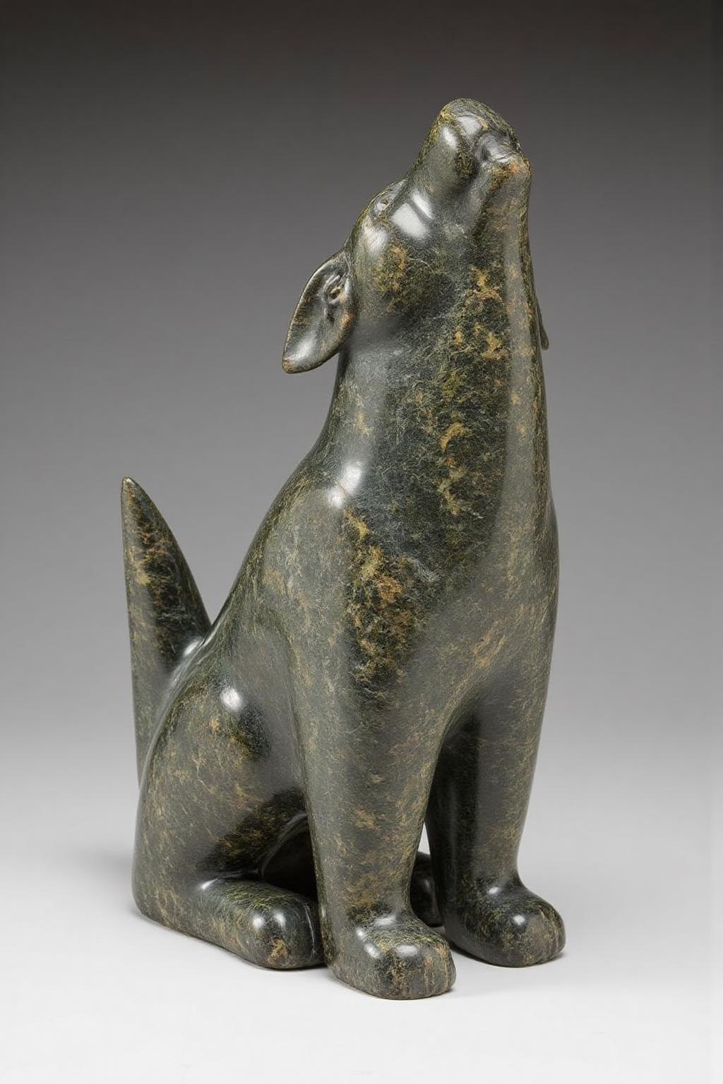 sculpture of a dog howling <lora:inuit_cap_d6a3e12:1.0><lora:821724834254959528:0>