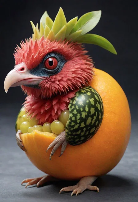an absurd hybrid between an animal and a fruit