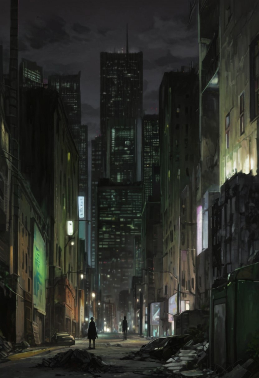 D4RK3RTH4NBL4CK, source_anime, source_hentai, source_anime, cityscape, score_9, score_8_up, score_7_up, score_6_up, urban, night, cloudy, noir, concrete, wall, technology, sci-fi, darker_than_black, anime