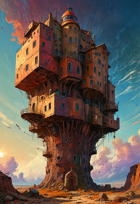 Dry riverbeds, complex, elegant, rendering of an old lighthouse, square spaceship , historic digital artwork by Beksinski, vibrant colors include cuware and births a house ,   create a sense of detailed, abstract, trippy, 60s style, op art,  cell shaded, 8k. The composition includes overlapping circles, sharp-edged polygons, and fluid lines, all interwoven to create a sense of rhythm and flow.