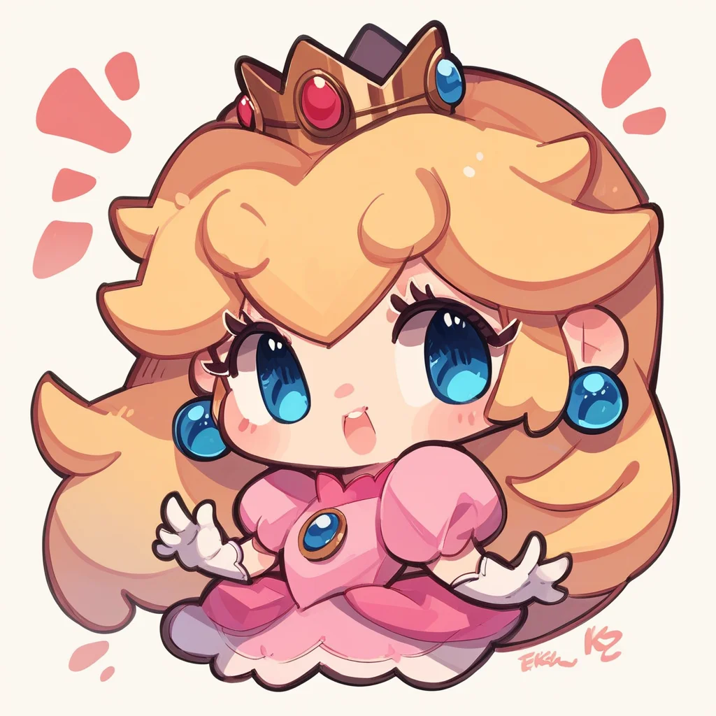 score_9, score_8_up, score_7_up, score_6_up, score_5_up, score_4_up,   <lora:jrXLP:1> jr, chibi, 1girl, princess peach