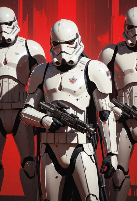 3 female Stormtroopers, action pose