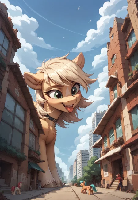 score_9, score_8_up, score_7_up, score_6_up, score_5_up, score_4_up, pony, hoof on ground,  source_pony, pony_body, giantess, giga, horse tail, BROKEN, (building close-up:1.2),(buildings blocking view:1.2), giantess,skyscraper,
(first-person view:1.2), close-up, support on building, leaning_on_wall, against building, against surface, leaning back forward, tongue out
