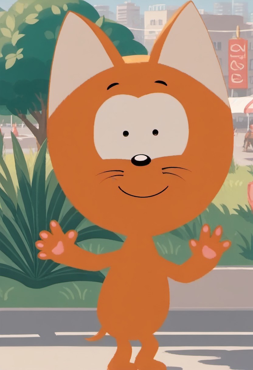 score_9, score_8_up, score_7_up
day time, natural light, detailed sun rays, summer, daytime, highly detailed background, city street, break
cat anthro, male cat, ornage fur, BREAK
standing, wide smile, waving hand