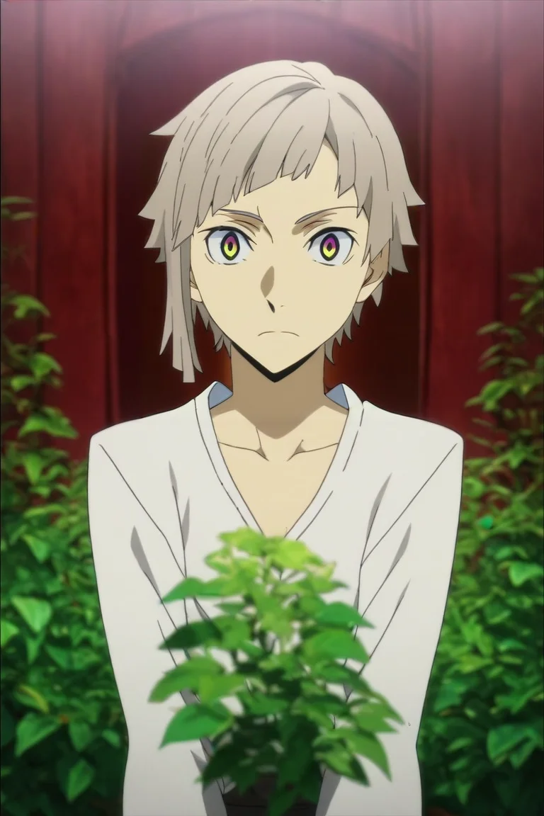 score_9, score_8_up, score_7_up, source_anime, anime screencap, , , looking at viewer, , depth of field, 1boy, solo, male focus, <lora:atsushi_nakajima_pony:0.88>, atsushi_nakajima, , , An enchanted forest where magical creatures and plants abound, Arms folded across the chest, appearing closed off or guarded, <lora:sdxl_lightning_8step_lora:1>