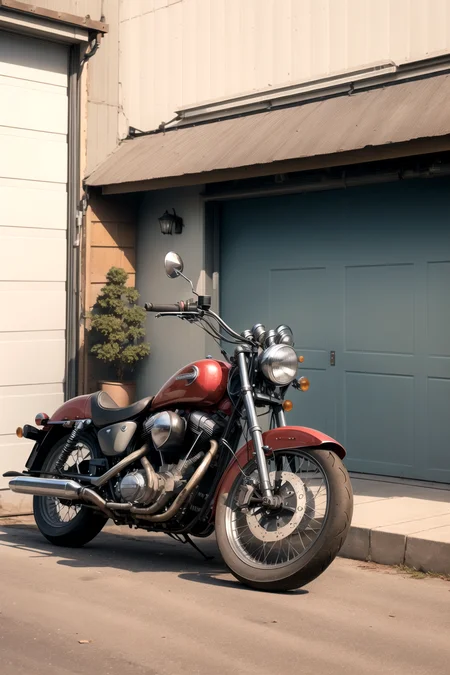 a motorcycle hanging on a garage wall