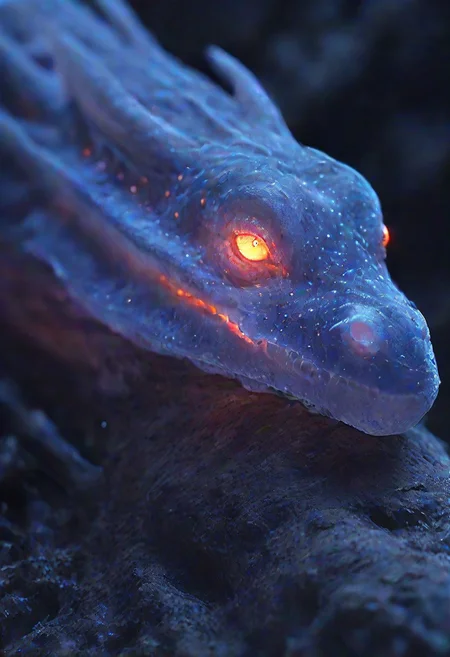 <lora:Glowing_Nature:0.7>, luminous, bioluminescence, glowing, dragon, dark, realistic,  radiant, glowing eyes