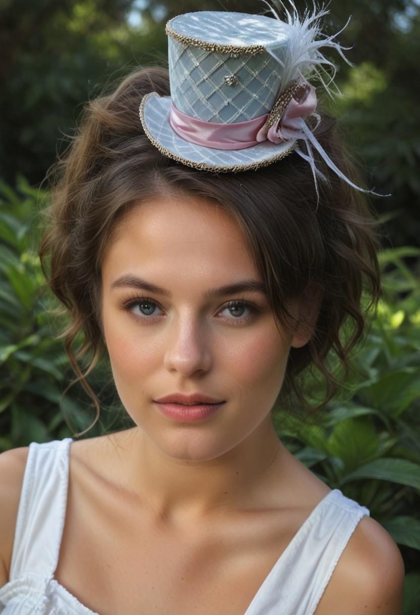 score_9, score_8_up, score_7_up, rating_safe, concept art, realistic, Fixhand.
1girl, solo, cute face, sexy face, 
Mini top hat