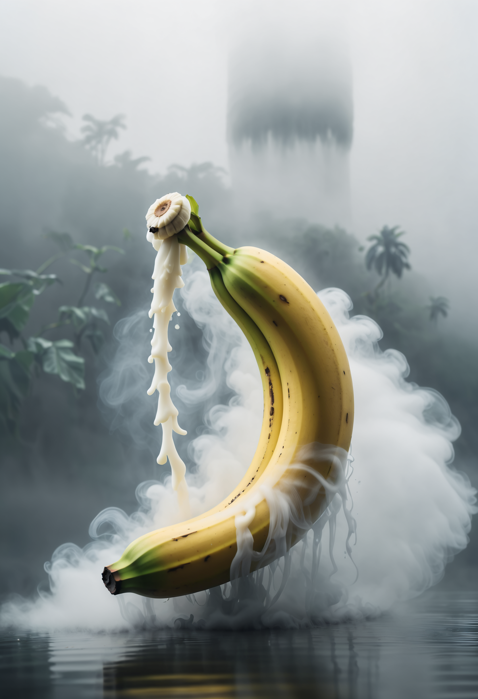 a banana coming out of the mist
<lora:dvr-smk-sdxl:1>
