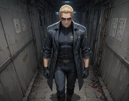 PonyScores7, source_anime, ah, 1IllustriousQual,
BREAK (Light Painting shot)
BREAK <lora:albertwesker-guy-PONYv1:0.8> albertwesker, 1boy, toned, athletic, fit, mature male, angular face, sharp_featured face, handsome, charming, alluring, <lora:shinyskin2:0.2> glistening skin, AS-MidAged, <lora:shinyskin2:0.2> glistening skin
BREAK slicked back hair, short hair, blonde, <lora:hairdetailpxl:0.2> hairdetailpxl,
BREAK slit pupils, orange eyes, <lora:expressive eyes:0.2> expressive eyes, <lora:eyedetailpxl:0.2> eyedetailpxl, <lora:Eyes_High_Definition:0.2> EyesHD
BREAK (A flick of his wrist and pearlescent feathers drift down, vanishing before they touch anything)
BREAK (Resuscitation Bay, Spacious area with specialized medical equipment, overhead lighting designed for surgical procedures, crash carts stocked with emergency medications, a defibrillator mounted on the wall, a central suction system for clearing airways)
BREAK focused, intense glare, apathetic, contemptuous, <lora:Expressive_H:0.2> Expressiveh, looking at viewer, <lora:Emotional_Anime_Expressions_PonyXL_Concept:0.2> emotional, <lora:Best_Facial_Expression_LoRA_PONY:0.2>, <lora:expresionesv3Rank128:0.2> expresiones, <lora:Detailed expressive EXEV style -XL Pony V1.0:0.2> FaceDetail
BREAK (black gloves, watch, belt, black coat, black pants, black turtleneck, zipper, black boots), (sunglasses:1.3),
BREAK <lora:xl_more_art-full_v1:0.2>, <lora:aesthetic_anime_v1s:0.2>, <lora:EpicF4nta5yXL:0.2>, <lora:detailxl:0.2> detailxl, <lora:Fant5yP0ny:0.2>, best quality, amazing quality, best aesthetic, absurdres, illustration, Volumetric_Lighting, ultra-detailed, very aesthetic, intricate details, 8k, masterpiece, best_quality
BREAK Stable_Yogis_PDXL_Positives, AS-Adult, <lora:Complicated fantasy portrait - XL Pony V2.0:0.2>, bad-hands-5, <lora:HDA_Detailer:0.3>