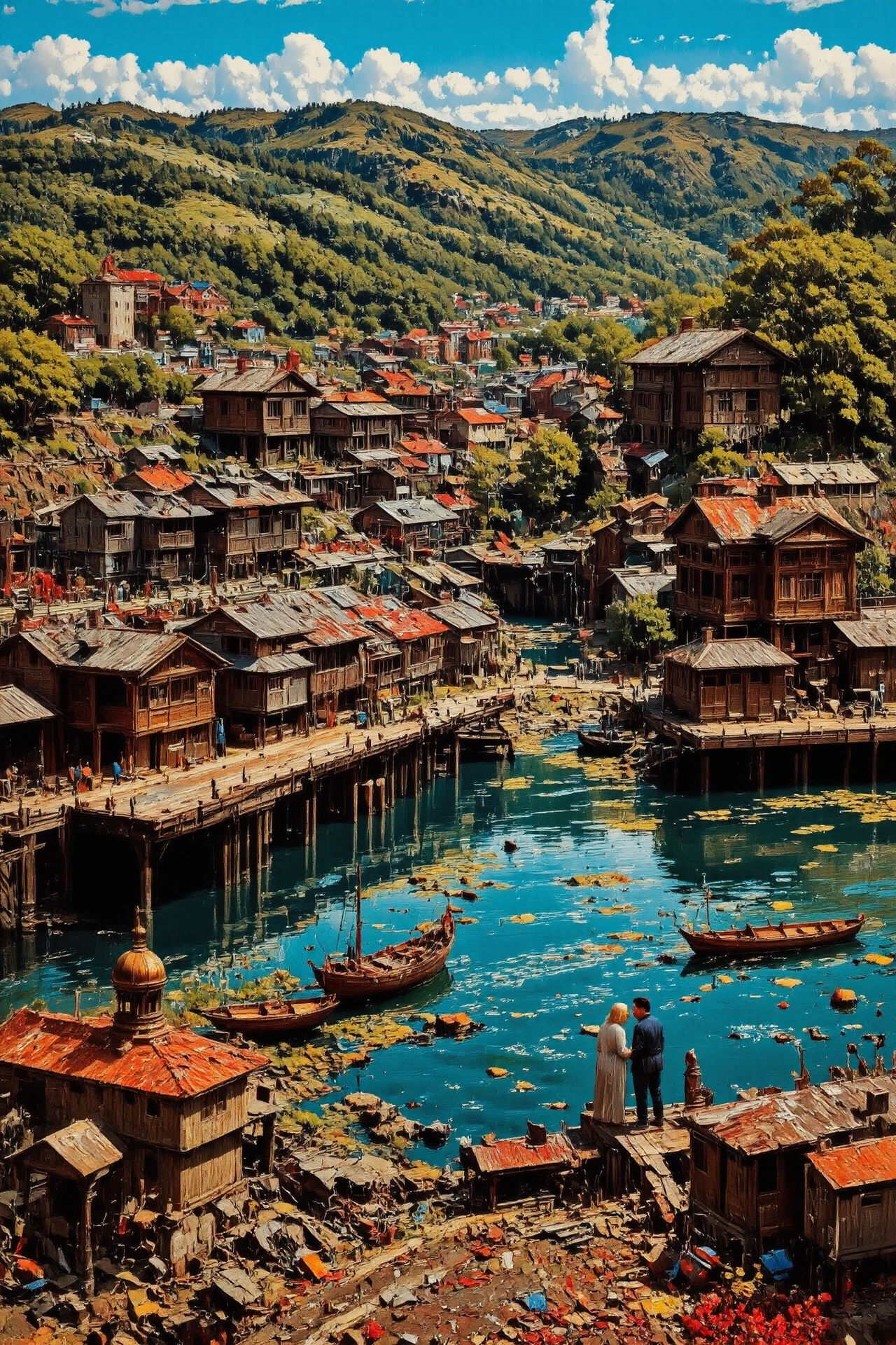 shipyard, beautiful  Bhutanese surreal landscape, couple kissing, vivid colors, colorful, multilayer paint splash style, <lora:Hand v2:1> <lora:Anti-Blur:1> <lora:Insane Detail Slider:0.5>   <lora:Flux.1_Turbo_Detailer:0.6>   <lora:flux-photo-transparent_Alpha_1.0:0.8> <lora:flux.1_lora_flyway_Epic-detail_v2:1>   <lora:Painterly01b_CE_FLUX_AIT:0.8> pntrlyCE_style <lora:PsykeV1:1>  <lora:VividlySurreal:1>
