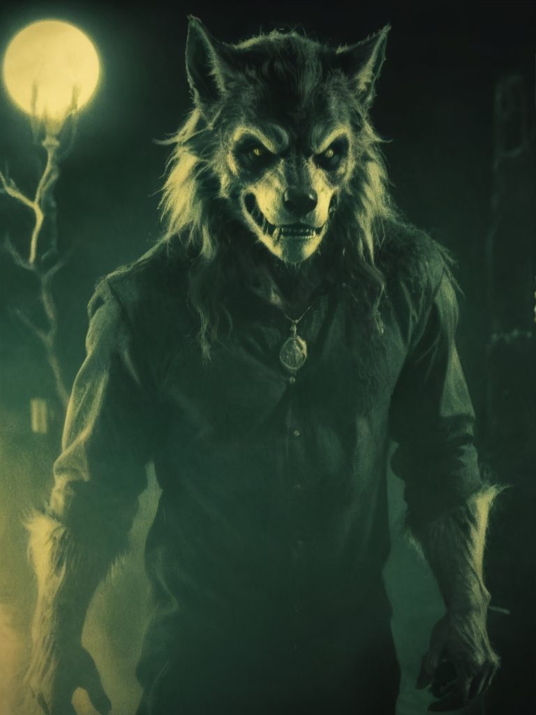 a picture in the style of sqrhmmr, werewolf in green tint and glowing yellow, <lora:- SDXL - sqrhmmr _Square-Hammer_Style_V1.0:1>