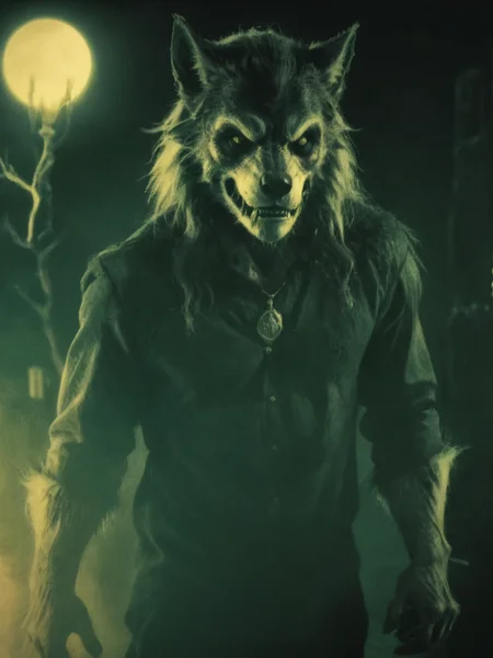 a picture in the style of sqrhmmr, werewolf in green tint and glowing yellow, <lora:- SDXL - sqrhmmr _Square-Hammer_Style_V1.0:1>