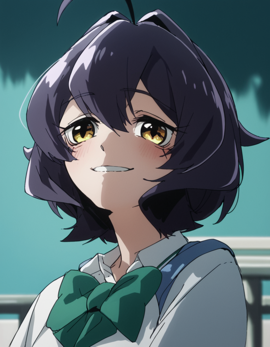 score_9, score_8_up, score_7_up, score_6_up, score_5_up, score_4_up, source_anime,  Utena, solo , school uniform, portrait, smile